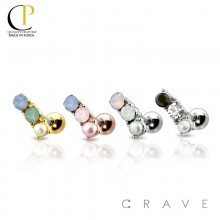 PEARL SYNTHETIC OPAL BEZEL TOP 316L SURGICAL STEEL CARTILAGE BARBELL